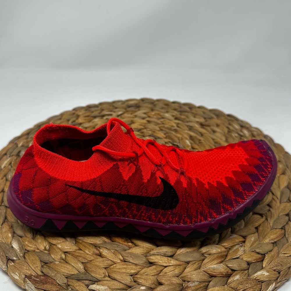 Nike Free 3.0 Flyknit Running Shoes Bright Crimson University Red Size 7 Women's